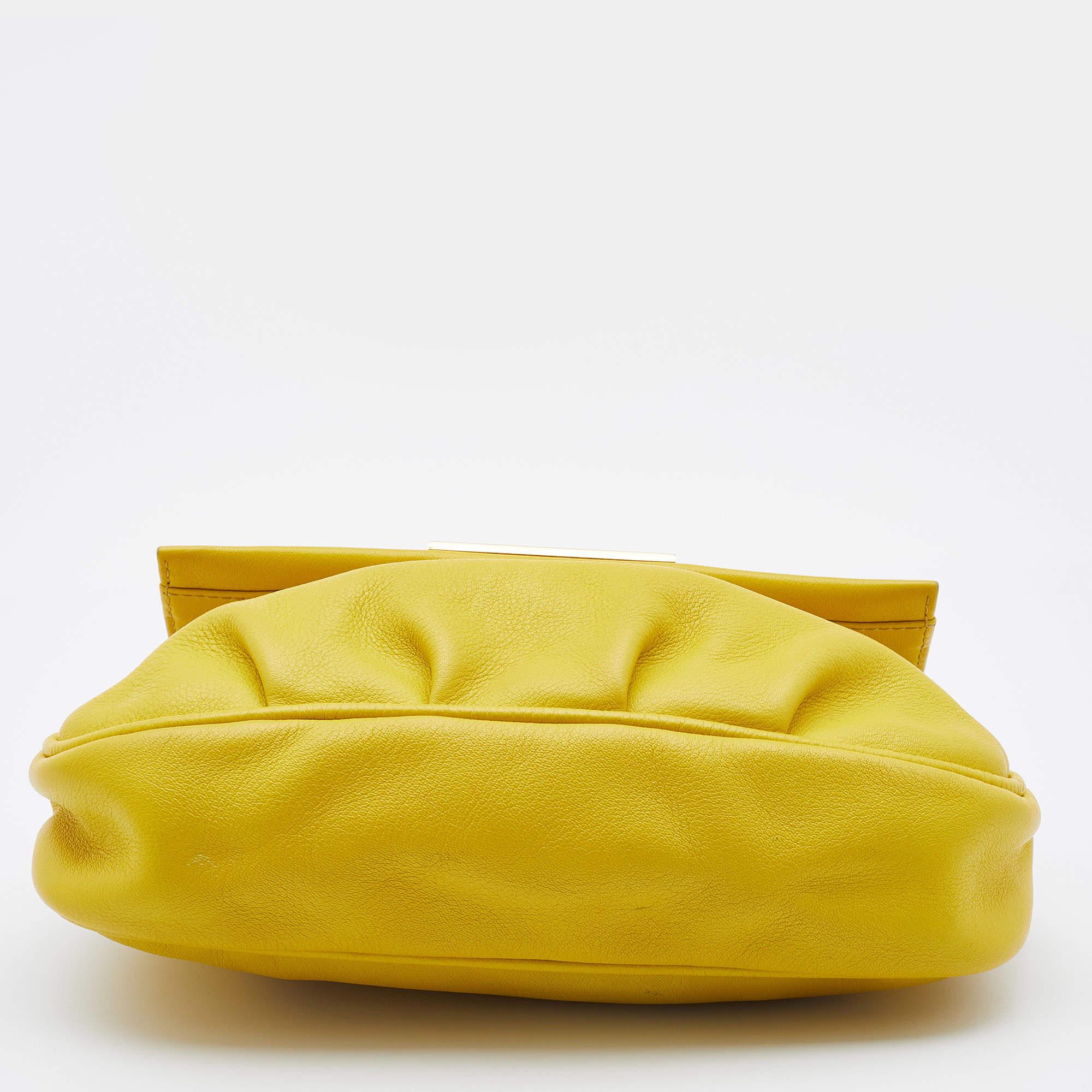 Fendi Yellow Leather Fendista Pochette Crossbody Bag 2