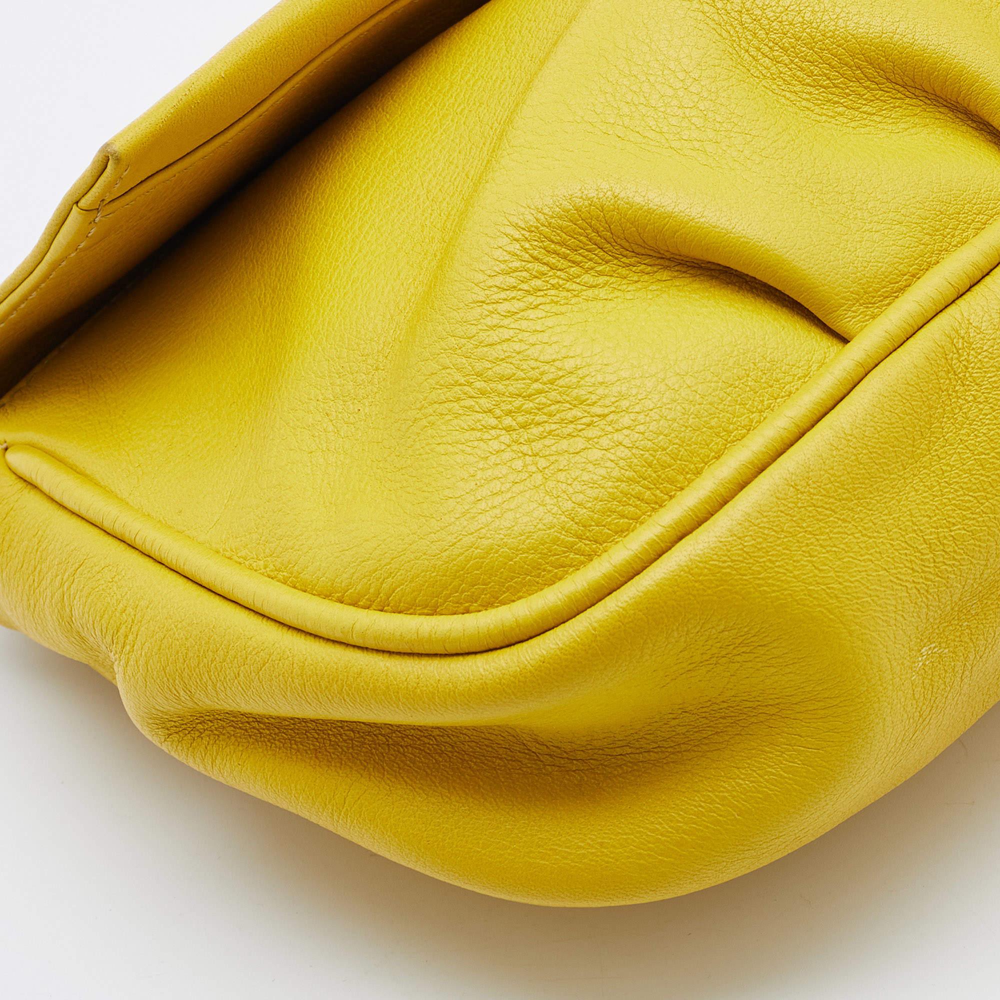 Fendi Yellow Leather Fendista Pochette Crossbody Bag 3