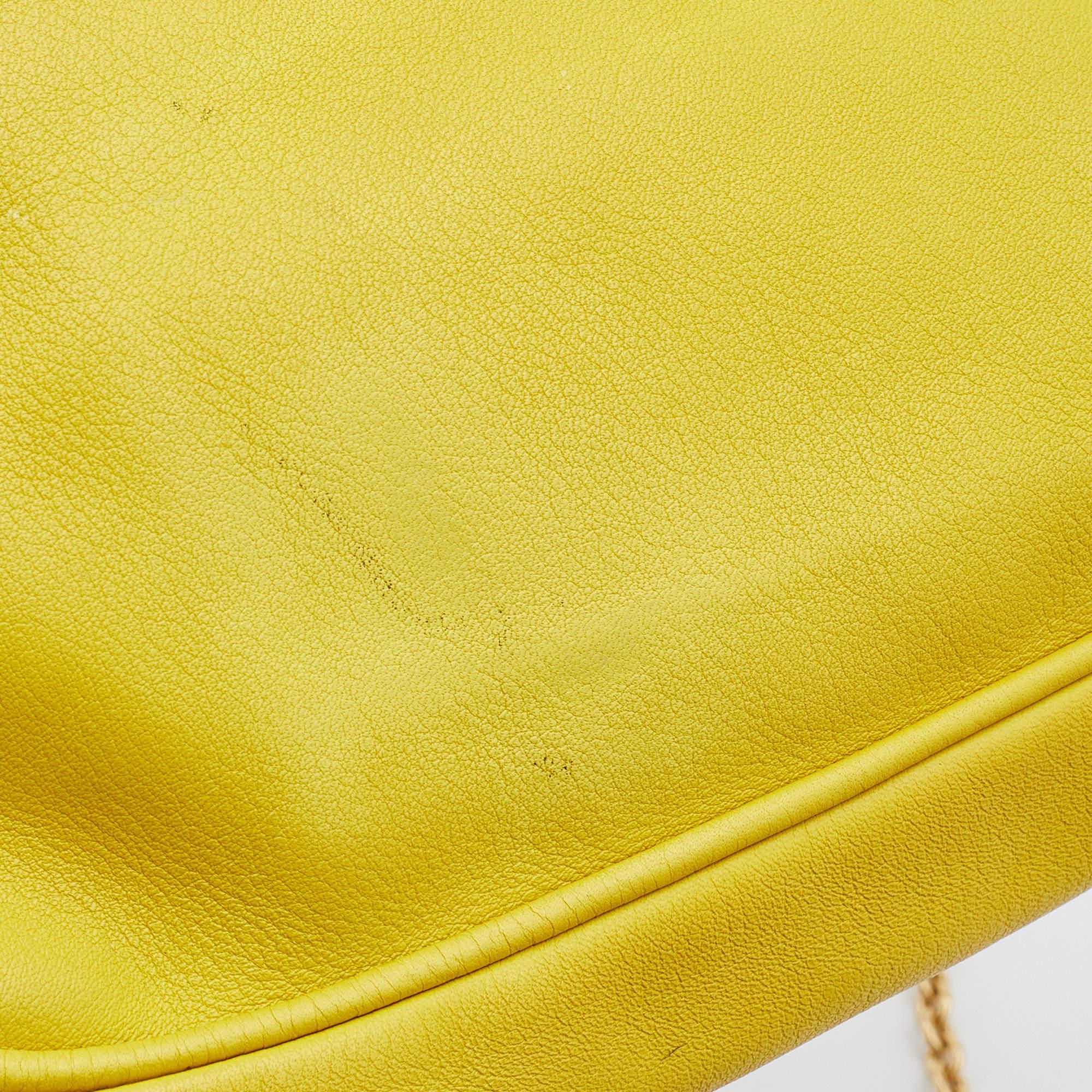 Fendi Yellow Leather Fendista Pochette Crossbody Bag 5