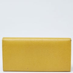 Fendi Yellow Leather Flap Continental Wallet