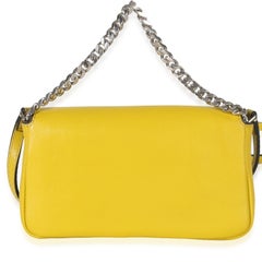 Fendi Yellow Leather Fox Fur Buggie Micro Baguette