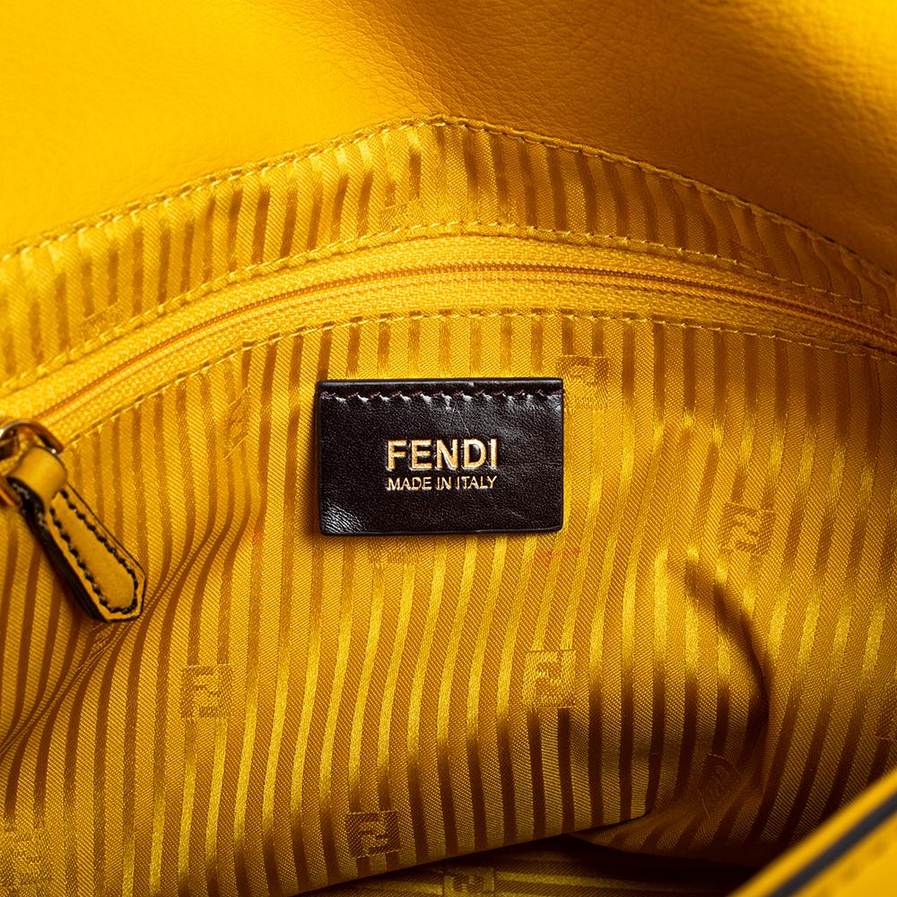 Fendi Yellow Leather Mama Forever Large Flap Shoulder Bag 5