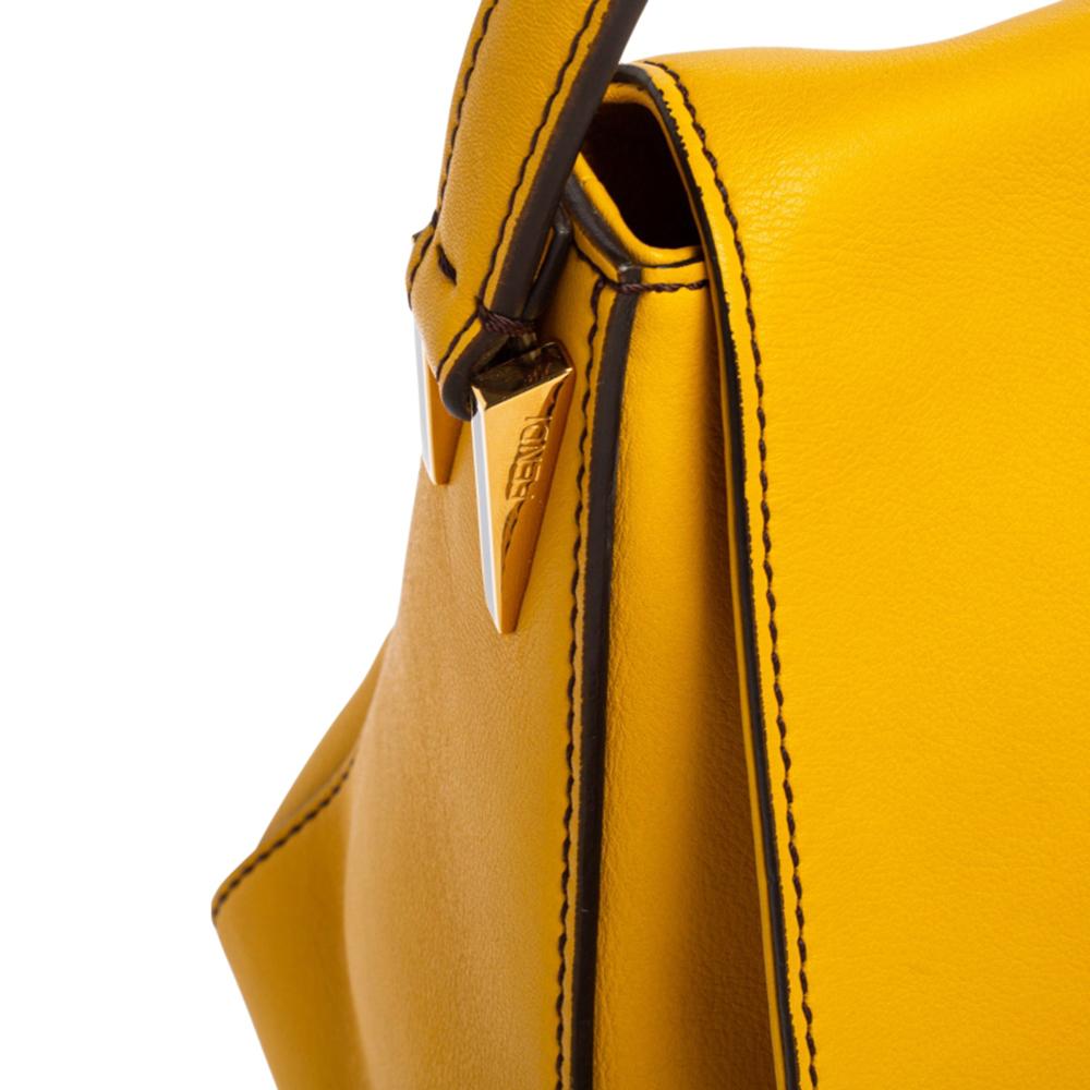 Fendi Yellow Leather Mama Forever Large Flap Shoulder Bag 2