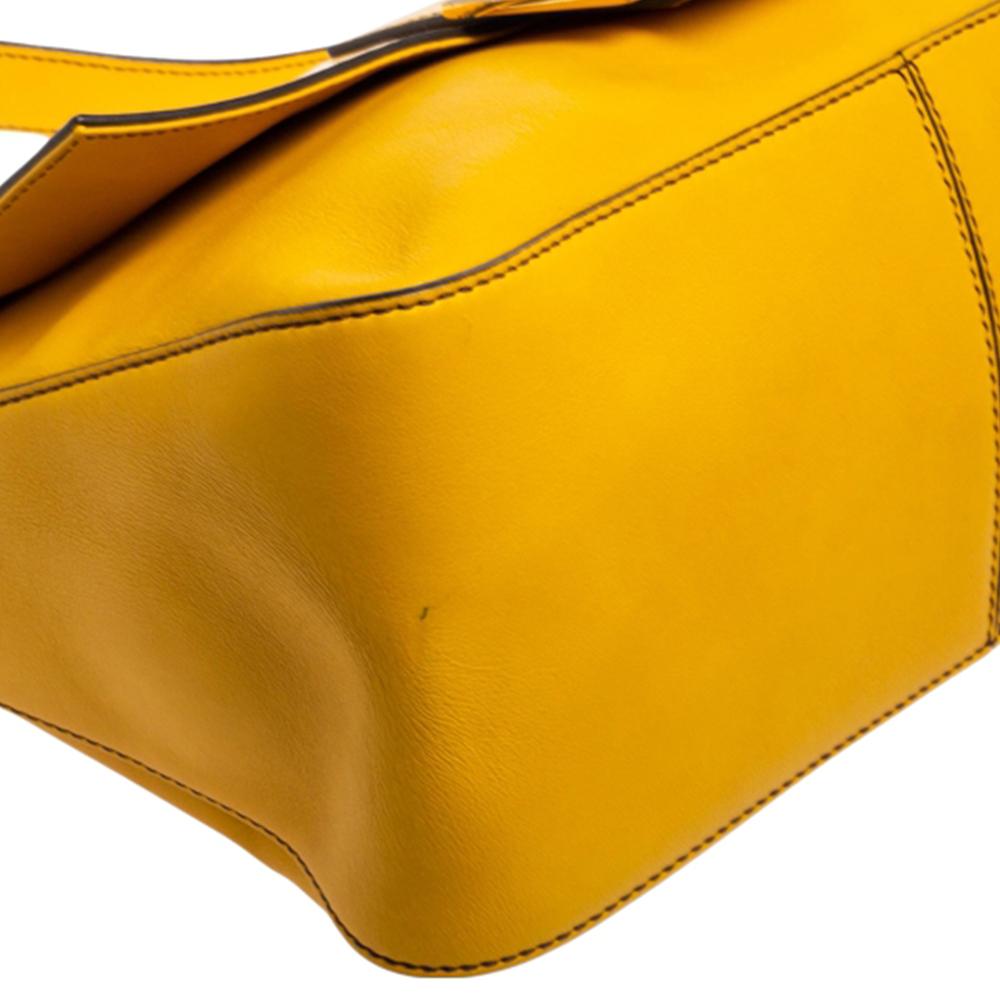 Fendi Yellow Leather Mama Forever Large Flap Shoulder Bag 3