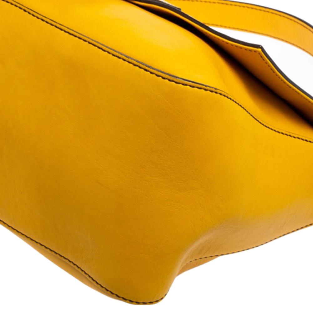 Fendi Yellow Leather Mama Forever Large Flap Shoulder Bag 4