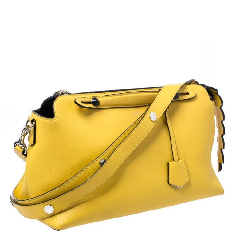 Fendi Yellow Leather Medium By The Way Boston Bag For Sale at 1stDibs