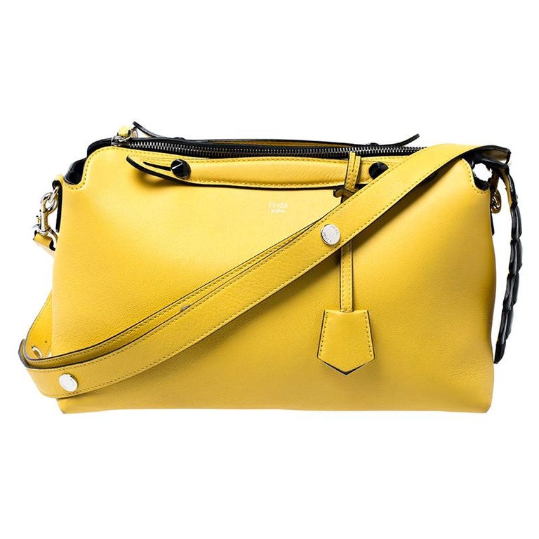 Fendi Yellow Leather Medium By The Way Boston Bag For Sale at 1stDibs