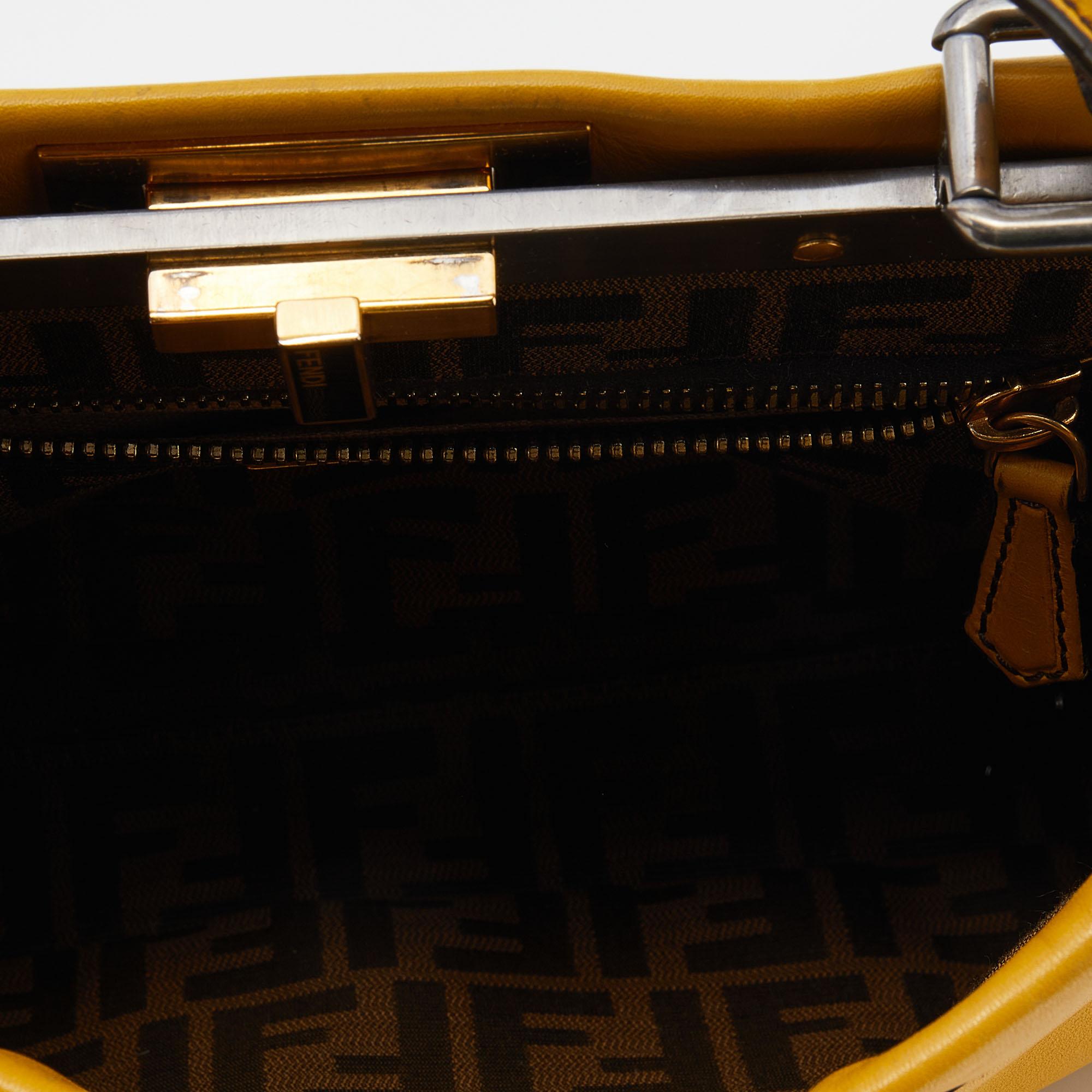 Fendi Yellow Leather Medium Peekaboo Top Handle Bag 3