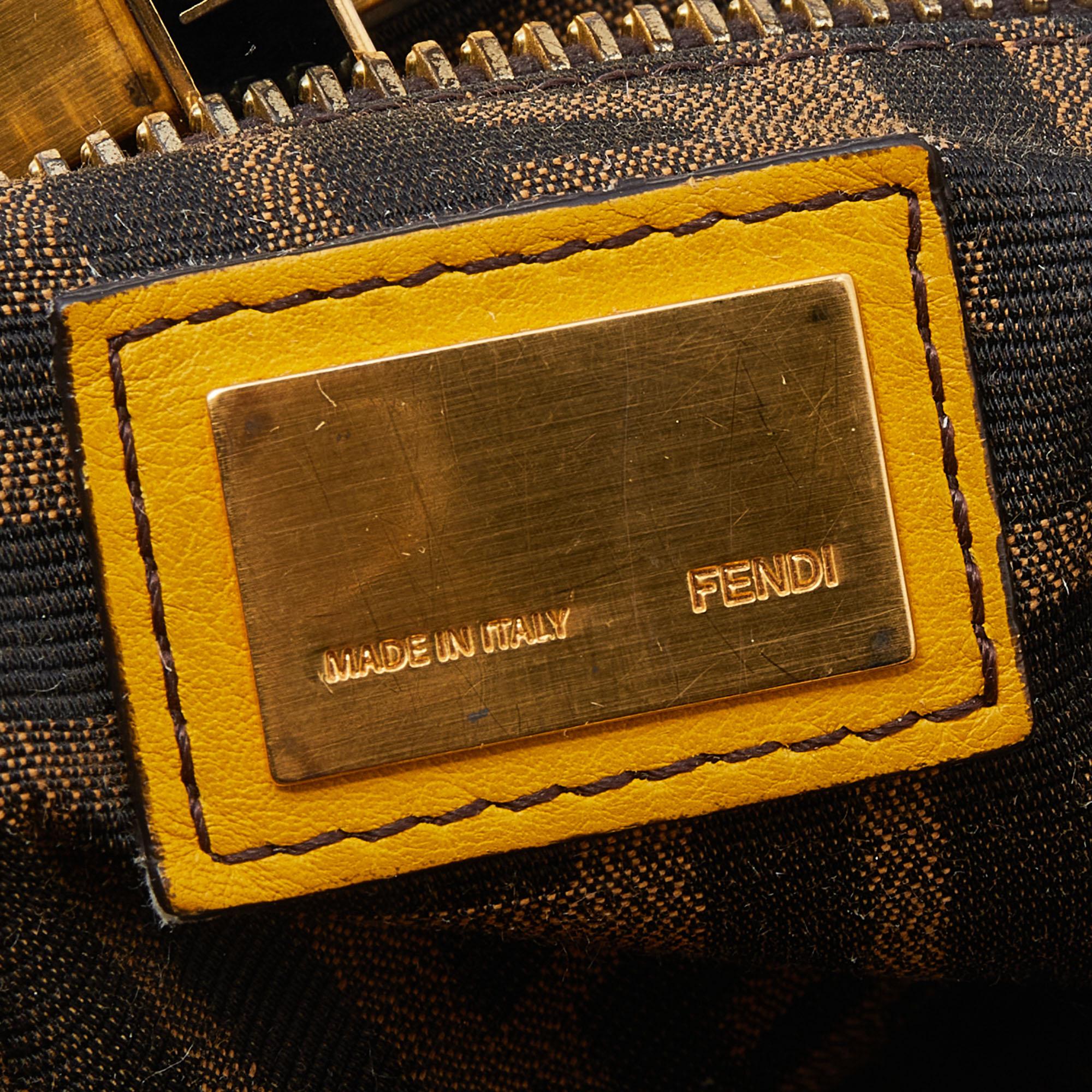 Fendi Yellow Leather Medium Peekaboo Top Handle Bag 4