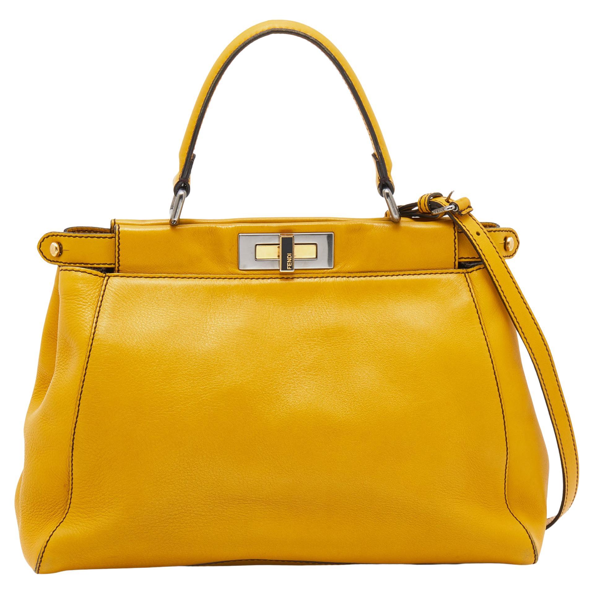 Fendi Yellow Saffiano Leather 2Jours Top Handle Bag at 1stDibs | top ...
