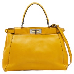 Fendi Yellow Leather Medium Peekaboo Top Handle Bag