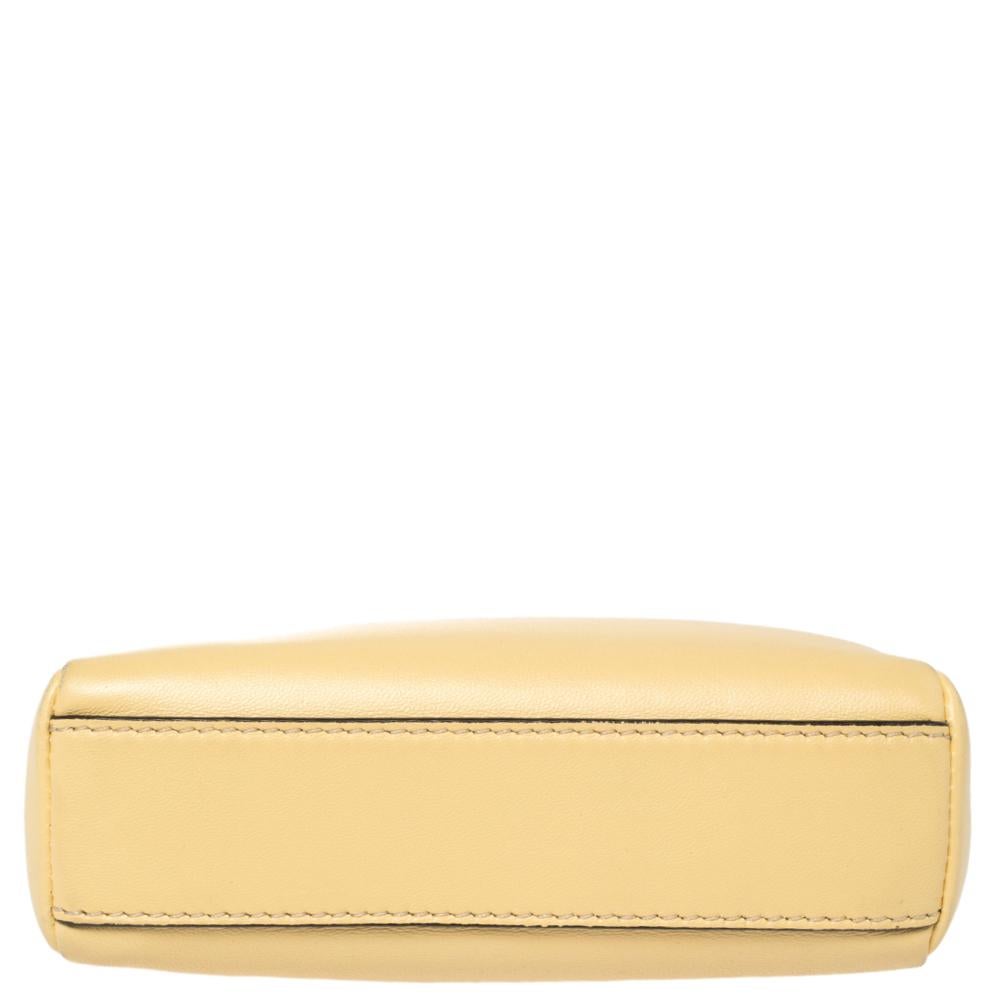 Women's Fendi Yellow Leather Micro Peekaboo Crossbody Bag