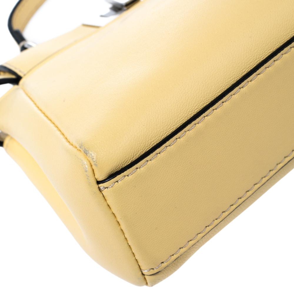 Fendi Yellow Leather Micro Peekaboo Crossbody Bag In Good Condition In Dubai, Al Qouz 2