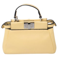 Fendi Yellow Leather Micro Peekaboo Crossbody Bag