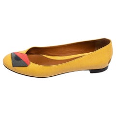 Fendi Yellow Leather Monster Ballet Flats Size 36