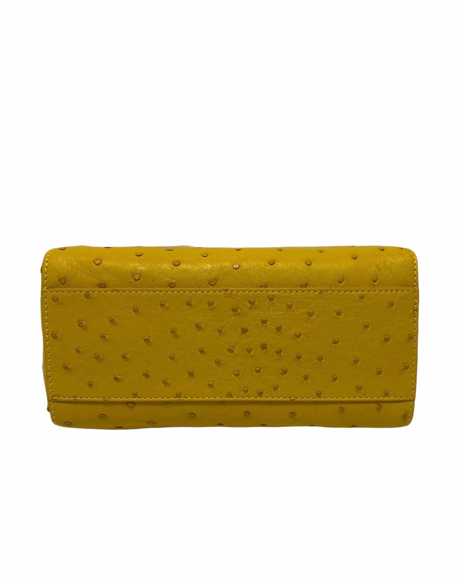 Fendi Yellow Leather Peekaboo Bag In New Condition In Torre Del Greco, IT