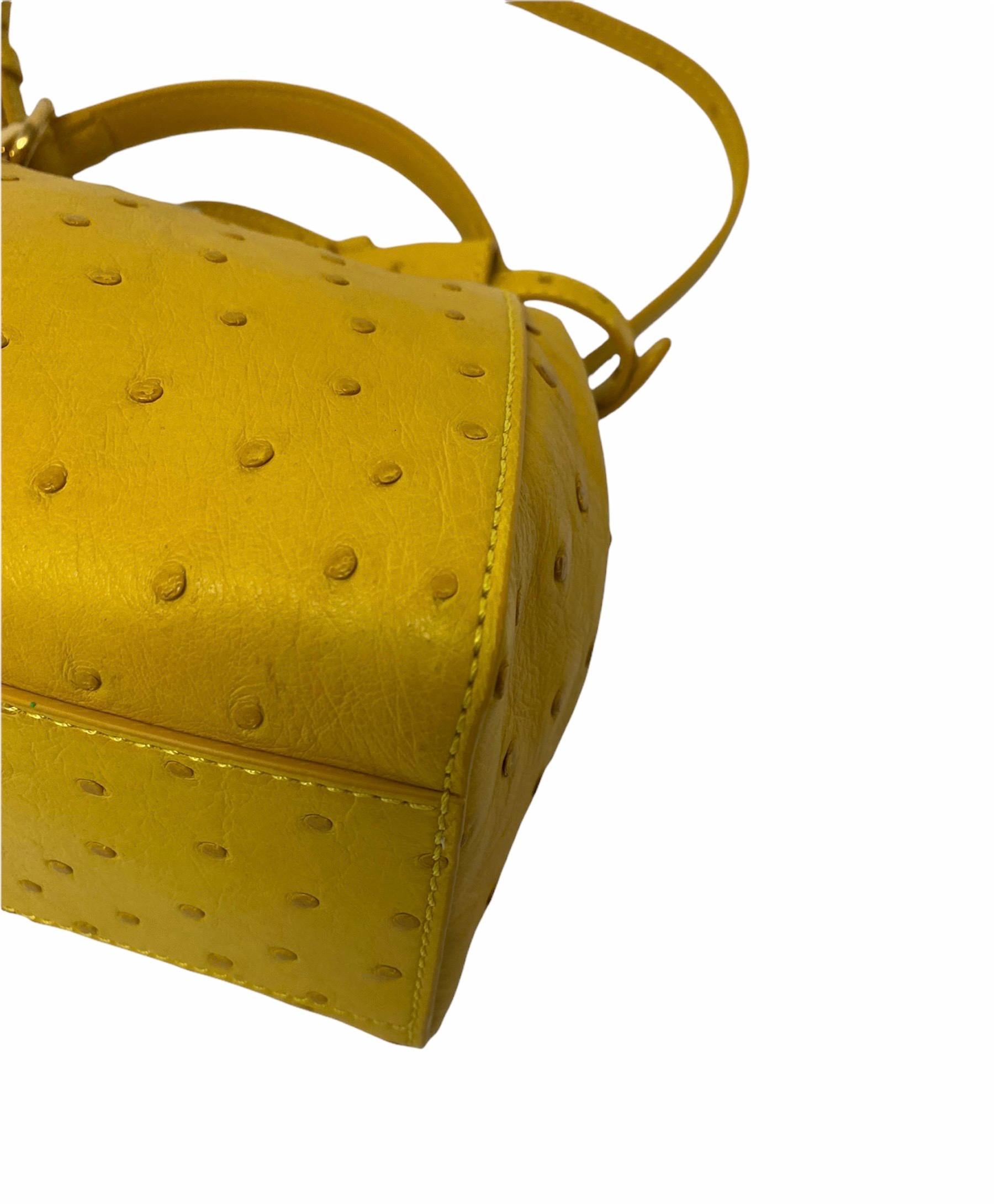 Women's Fendi Yellow Leather Peekaboo Bag