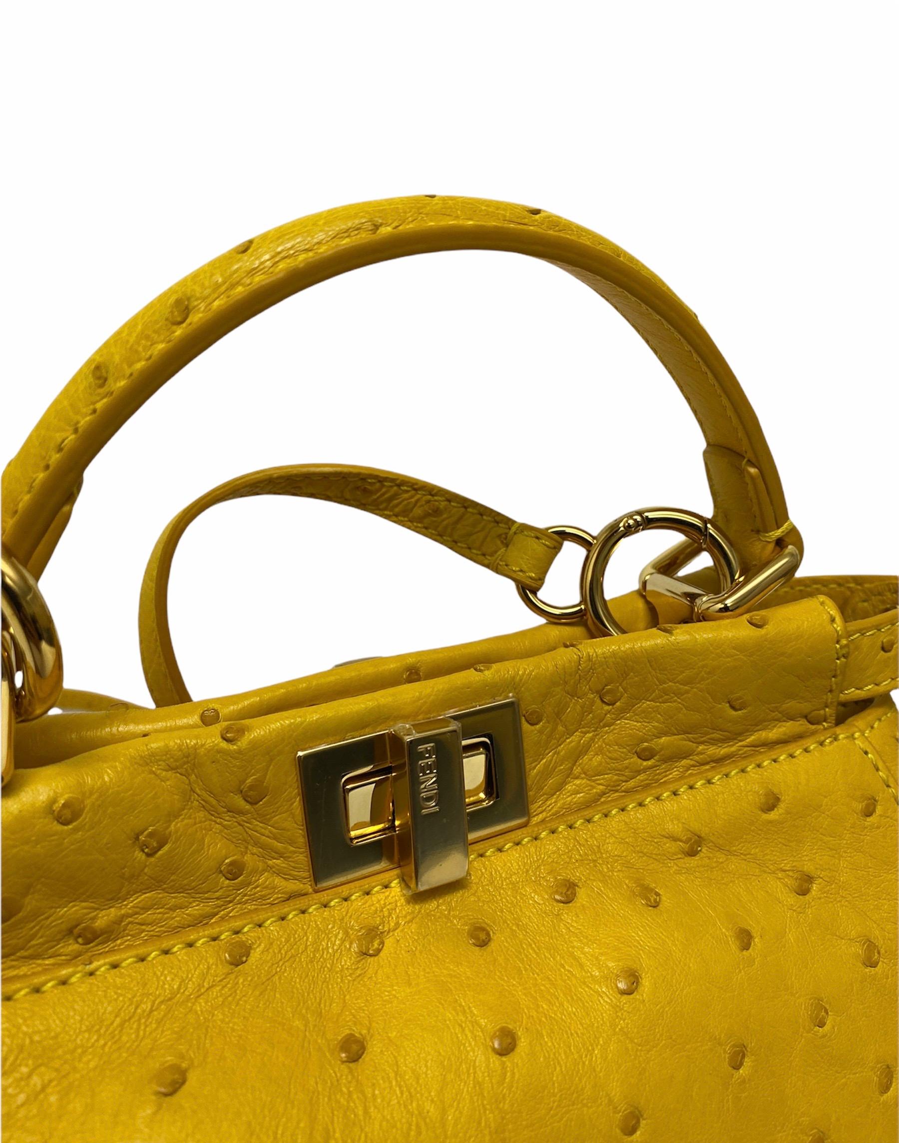Fendi Yellow Leather Peekaboo Bag 2