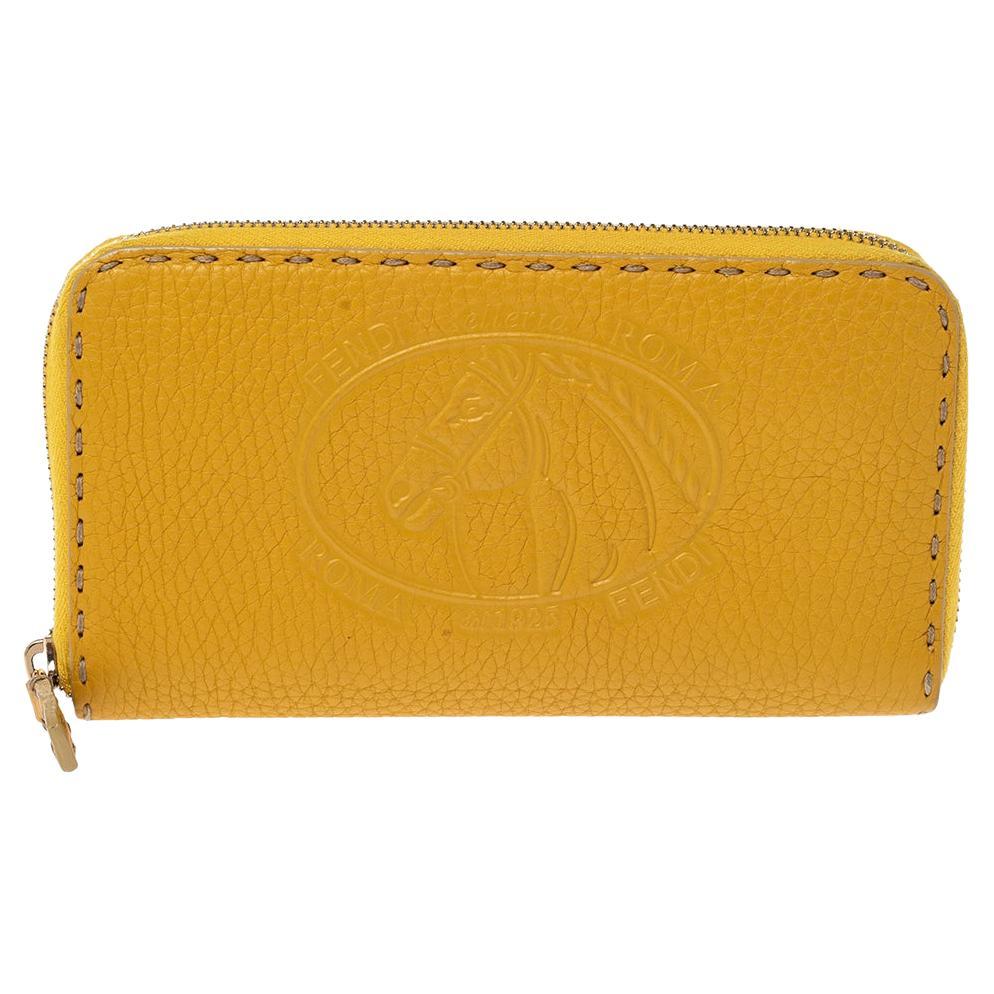 yellow zip around purse