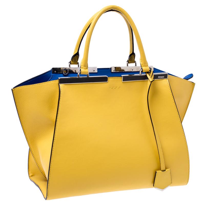 Women's Fendi Yellow Leather Small 3Jours Tote