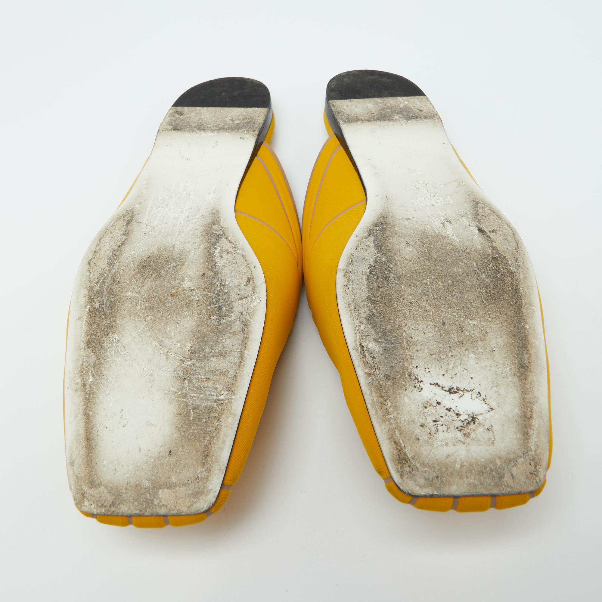 Fendi Mules FFreedom jaune en néoprène, taille 37 1