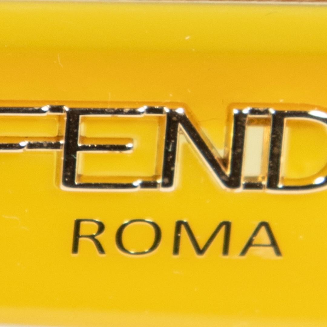 Women's Fendi Yellow Oversized Square Frame Sunglasses For Sale