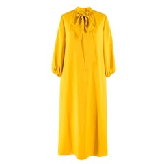 Fendi Yellow Oversized Tie-Neck Midi Dress IT 38