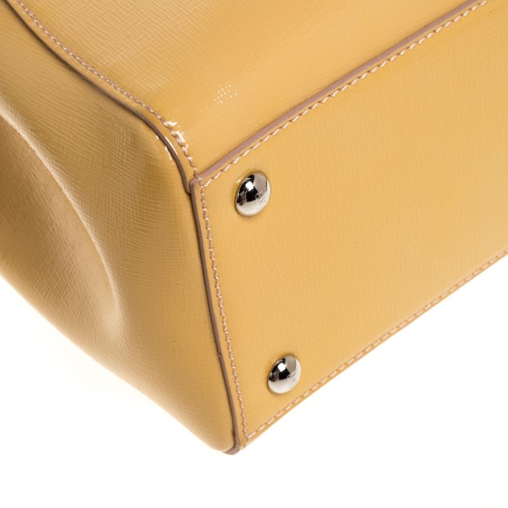 Fendi Yellow Patent Leather Mini 2Jours Tote 3
