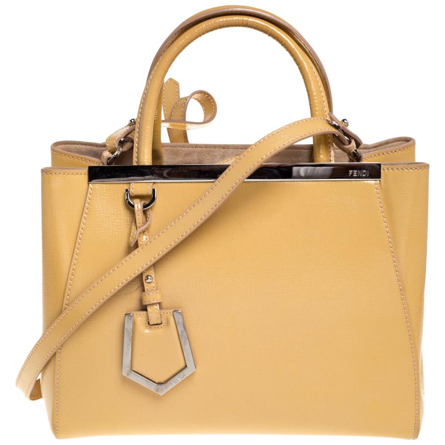 Fendi Yellow Patent Leather Mini 2Jours Tote