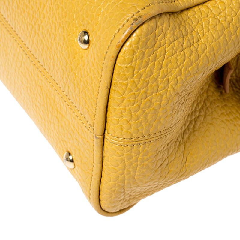 Fendi Yellow Pebbled Leather Small Chameleon Satchel 3
