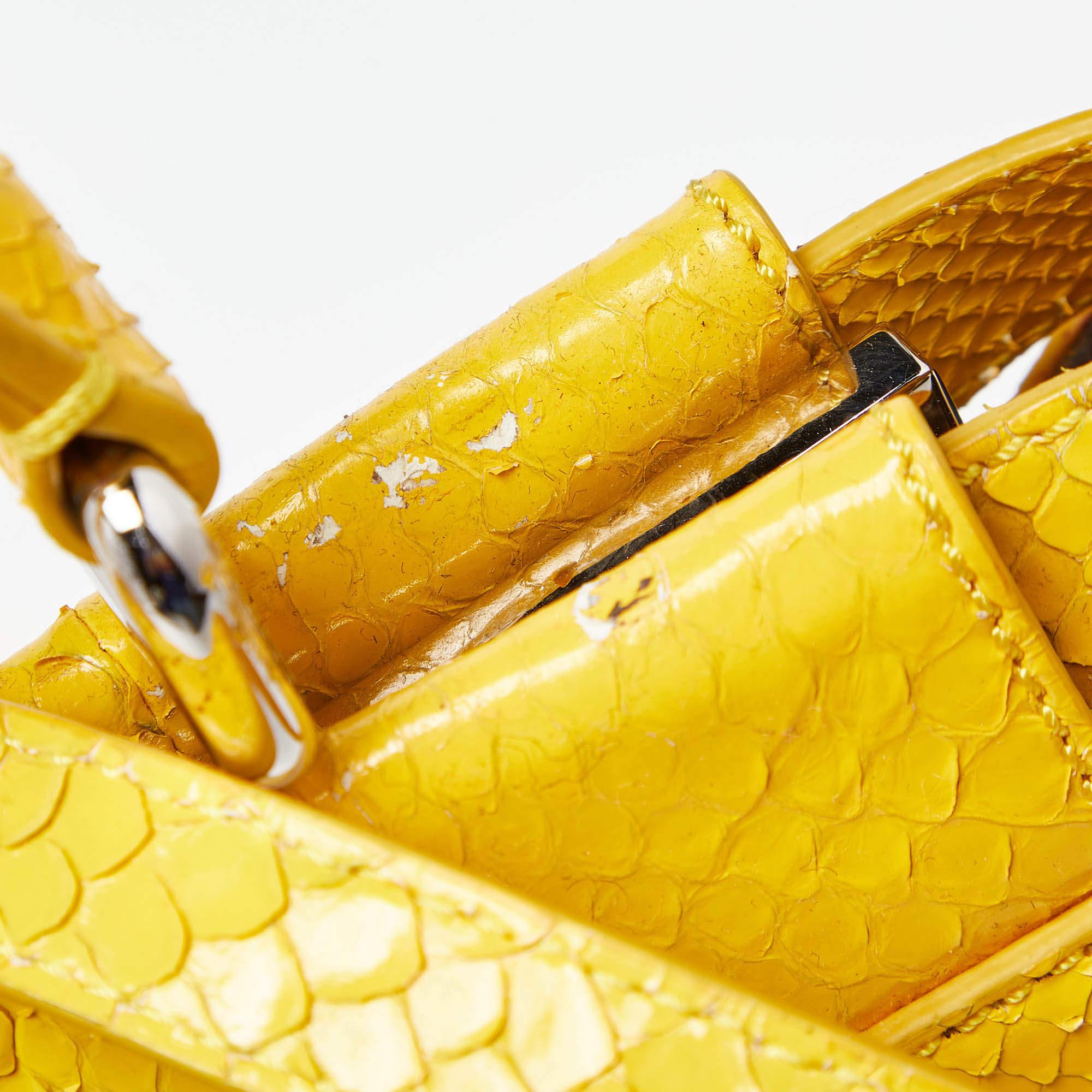 Fendi Yellow Python Medium Peekaboo Top Handle Bag 8