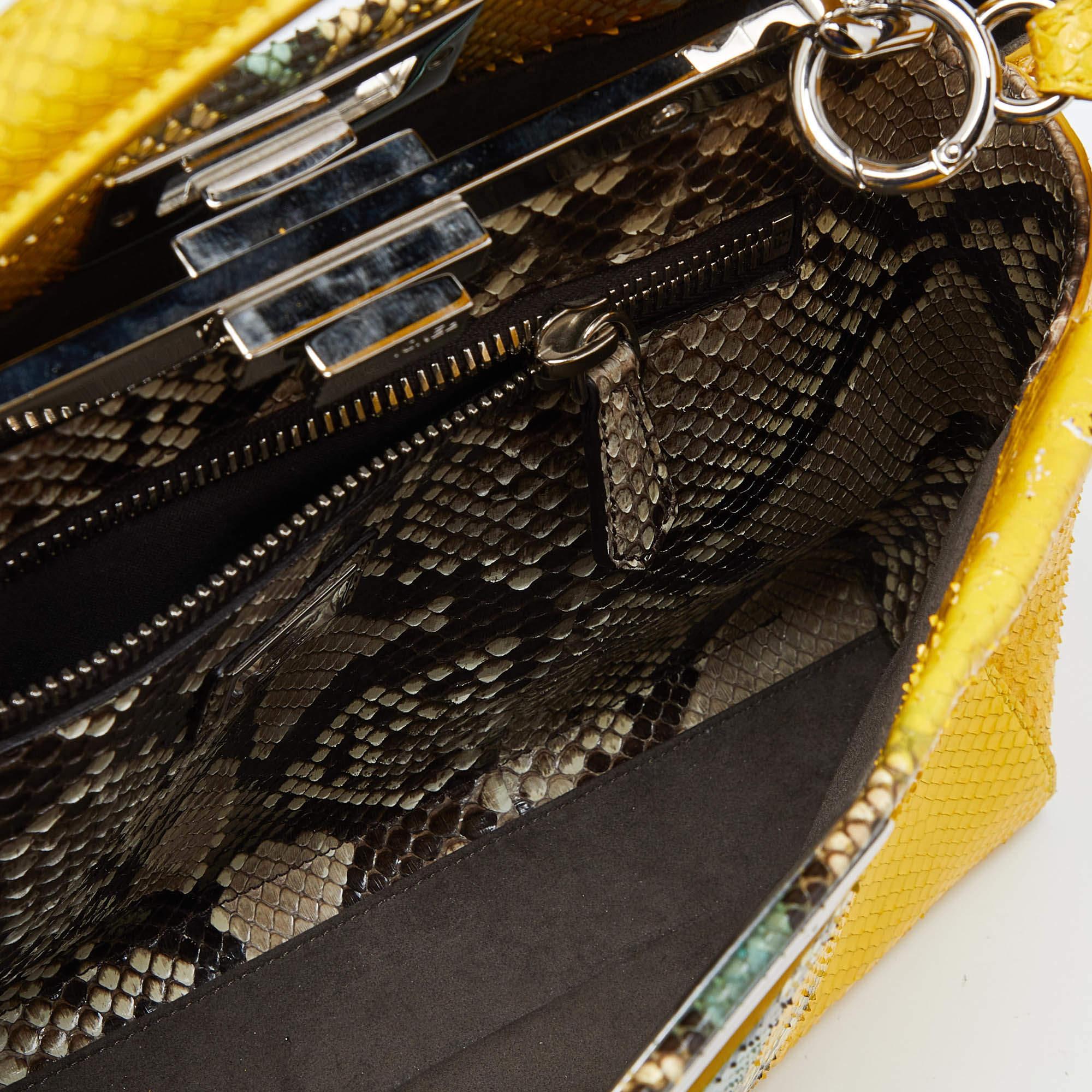 Women's or Men's Fendi Yellow Python Medium Peekaboo Top Handle Bag