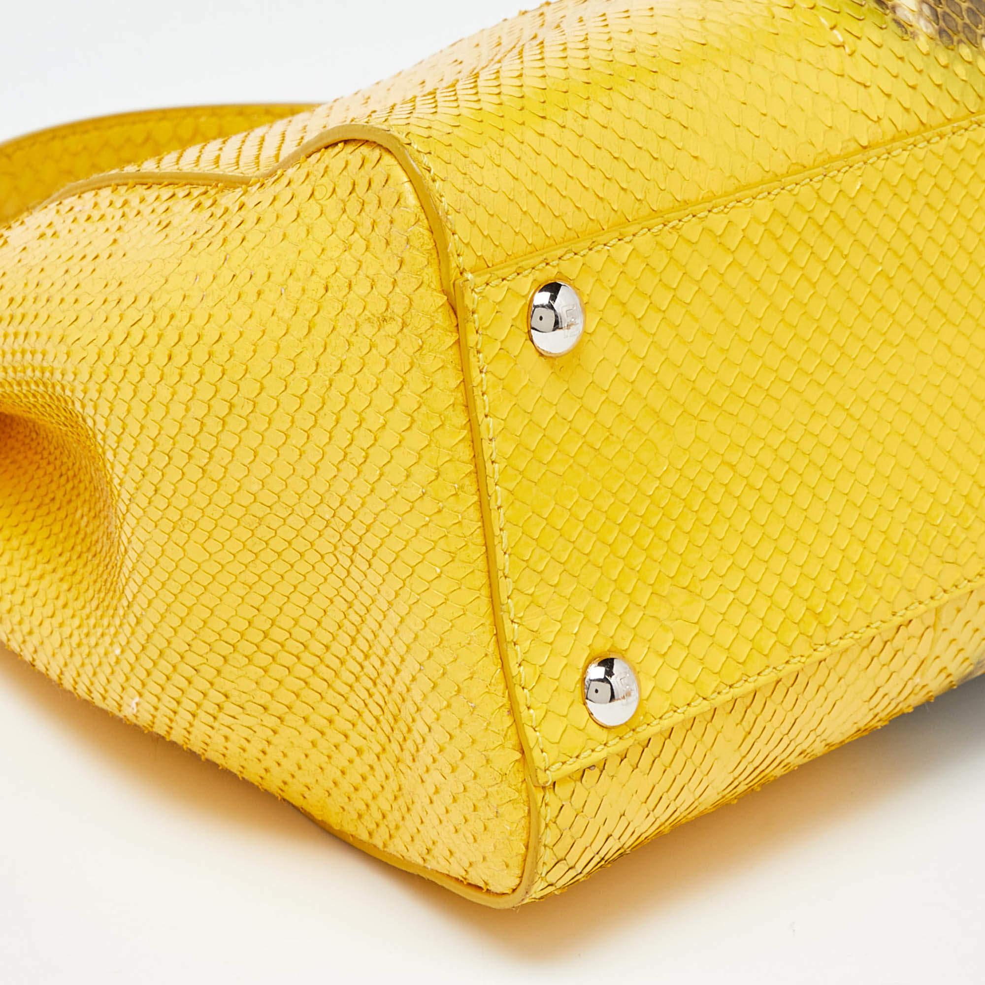 Fendi Yellow Python Medium Peekaboo Top Handle Bag 4