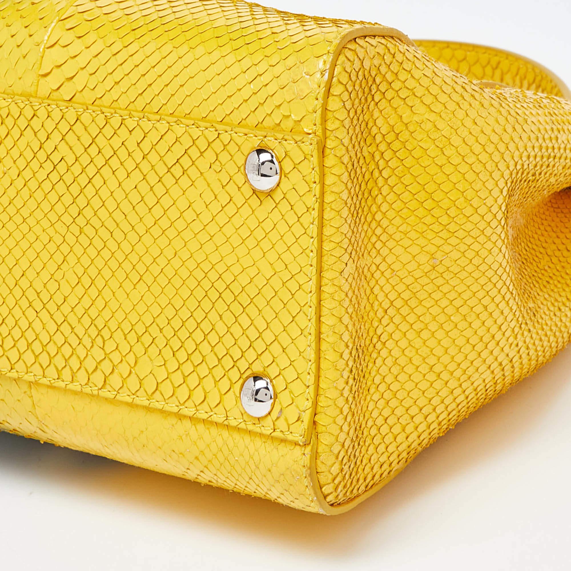 Fendi Yellow Python Medium Peekaboo Top Handle Bag 5