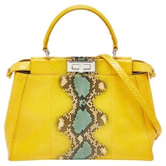 Fendi Yellow Python Medium Peekaboo Top Handle Bag