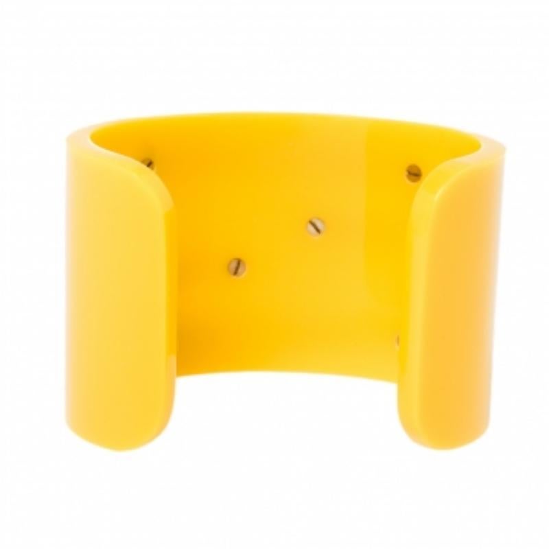 Fendi Yellow Resin Zucca Cuff Bracelet For Sale 1