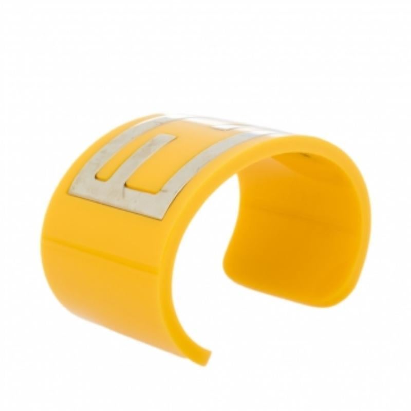 Fendi Yellow Resin Zucca Cuff Bracelet For Sale 3