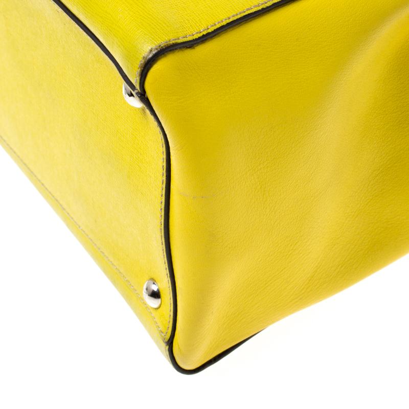Fendi Yellow Saffiano Leather 2Jours Top Handle Bag 5