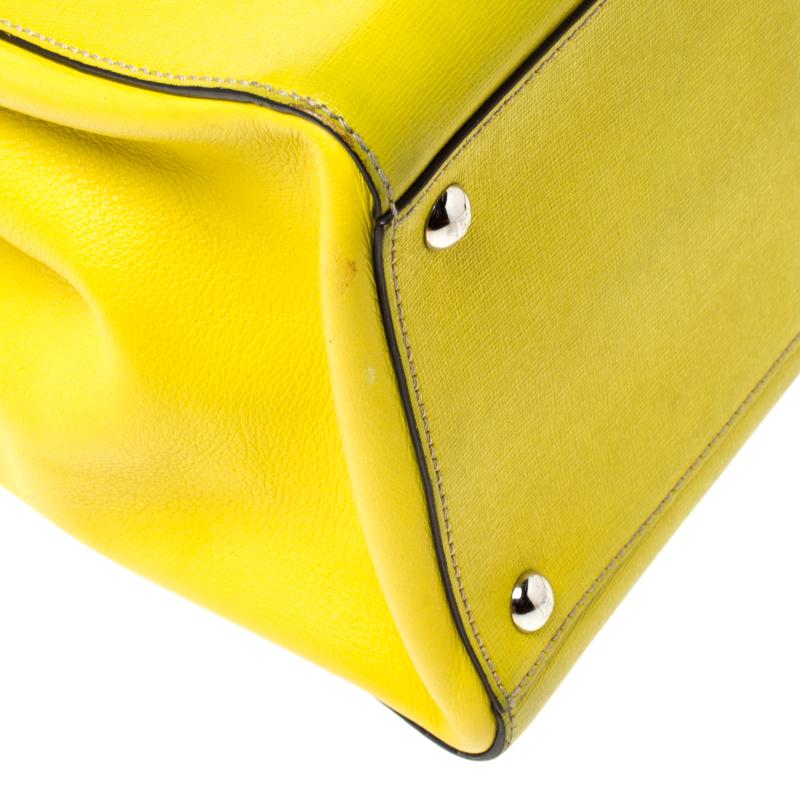 Fendi Yellow Saffiano Leather 2Jours Top Handle Bag 6
