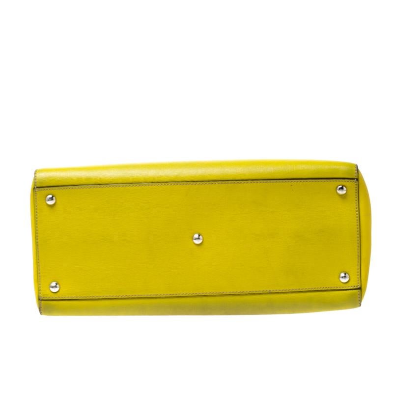 Fendi Yellow Saffiano Leather 2Jours Top Handle Bag 7