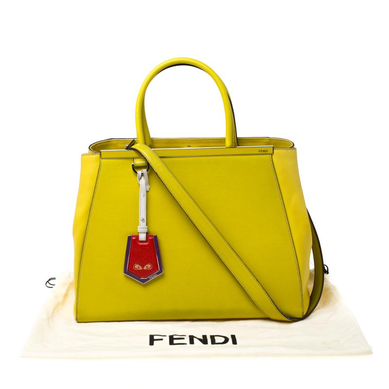 Fendi Yellow Saffiano Leather 2Jours Top Handle Bag 8