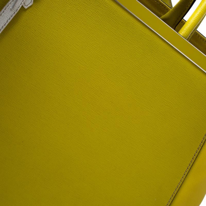 Fendi Yellow Saffiano Leather 2Jours Top Handle Bag 4