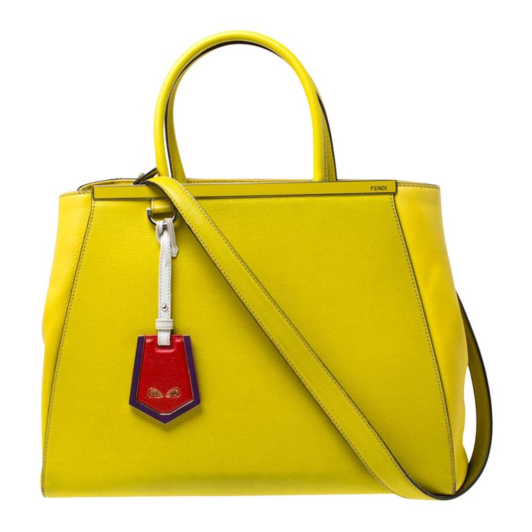 Fendi Yellow Saffiano Leather 2Jours Top Handle Bag
