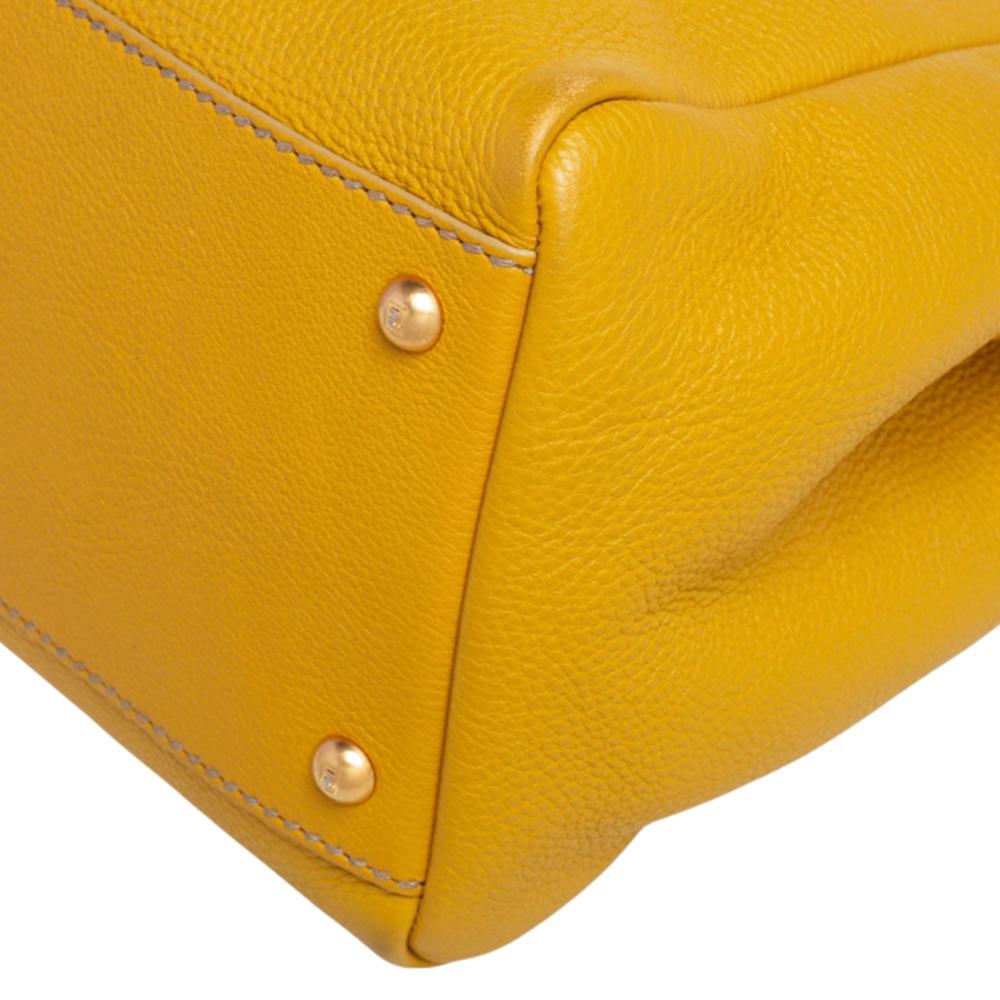 Fendi Yellow Selleria Leather Large Peekaboo Top Handle Bag 3