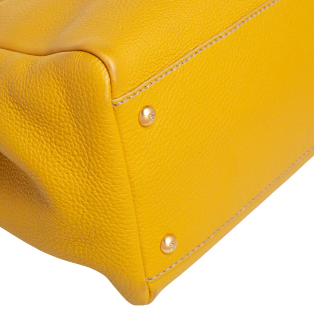 Fendi Yellow Selleria Leather Large Peekaboo Top Handle Bag 4