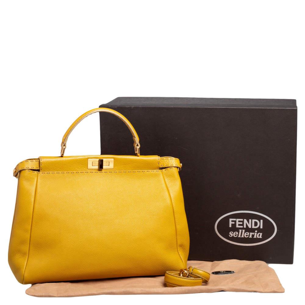 Fendi Yellow Selleria Leather Large Peekaboo Top Handle Bag 9