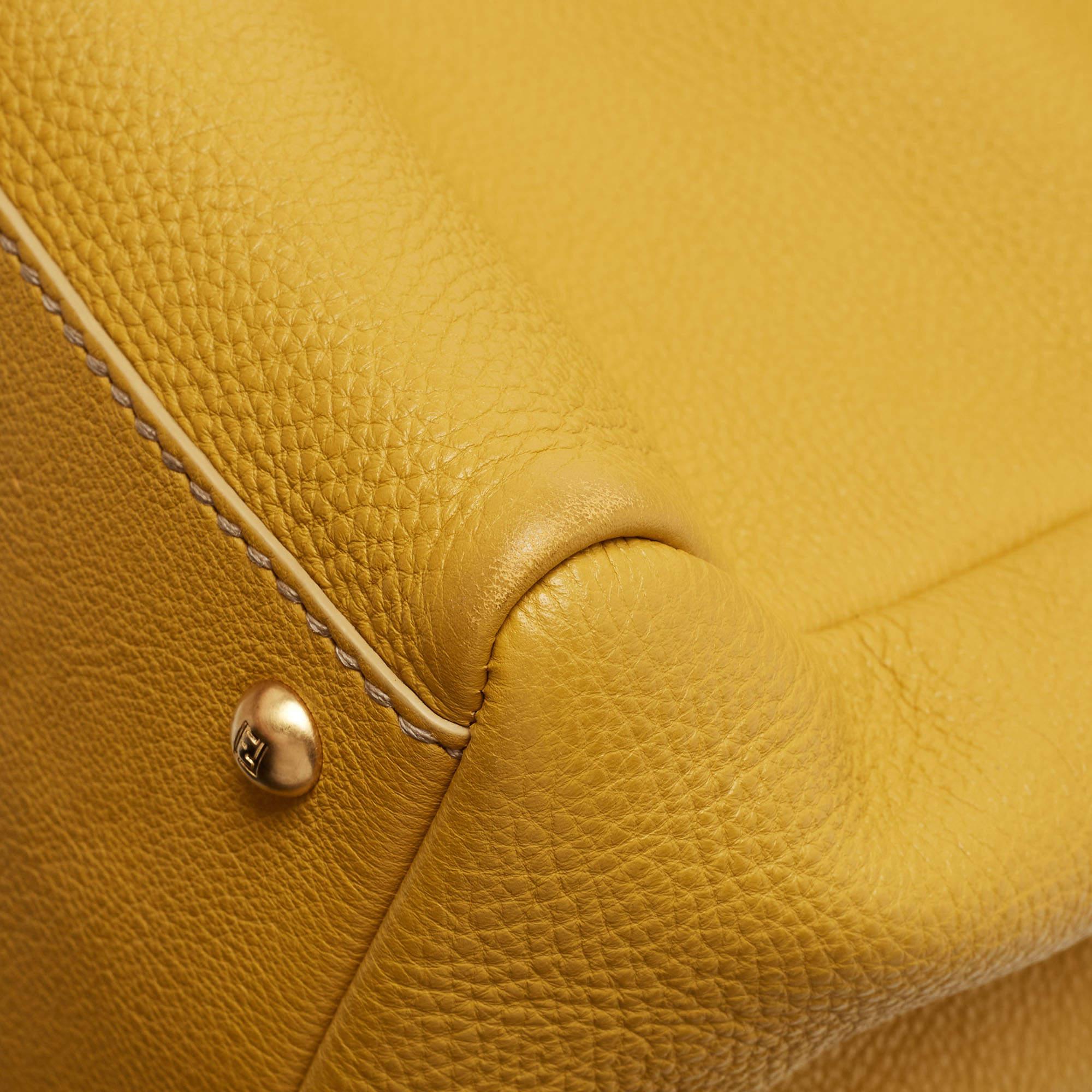 Fendi Yellow Selleria Leather Large Peekaboo Top Handle Bag 12