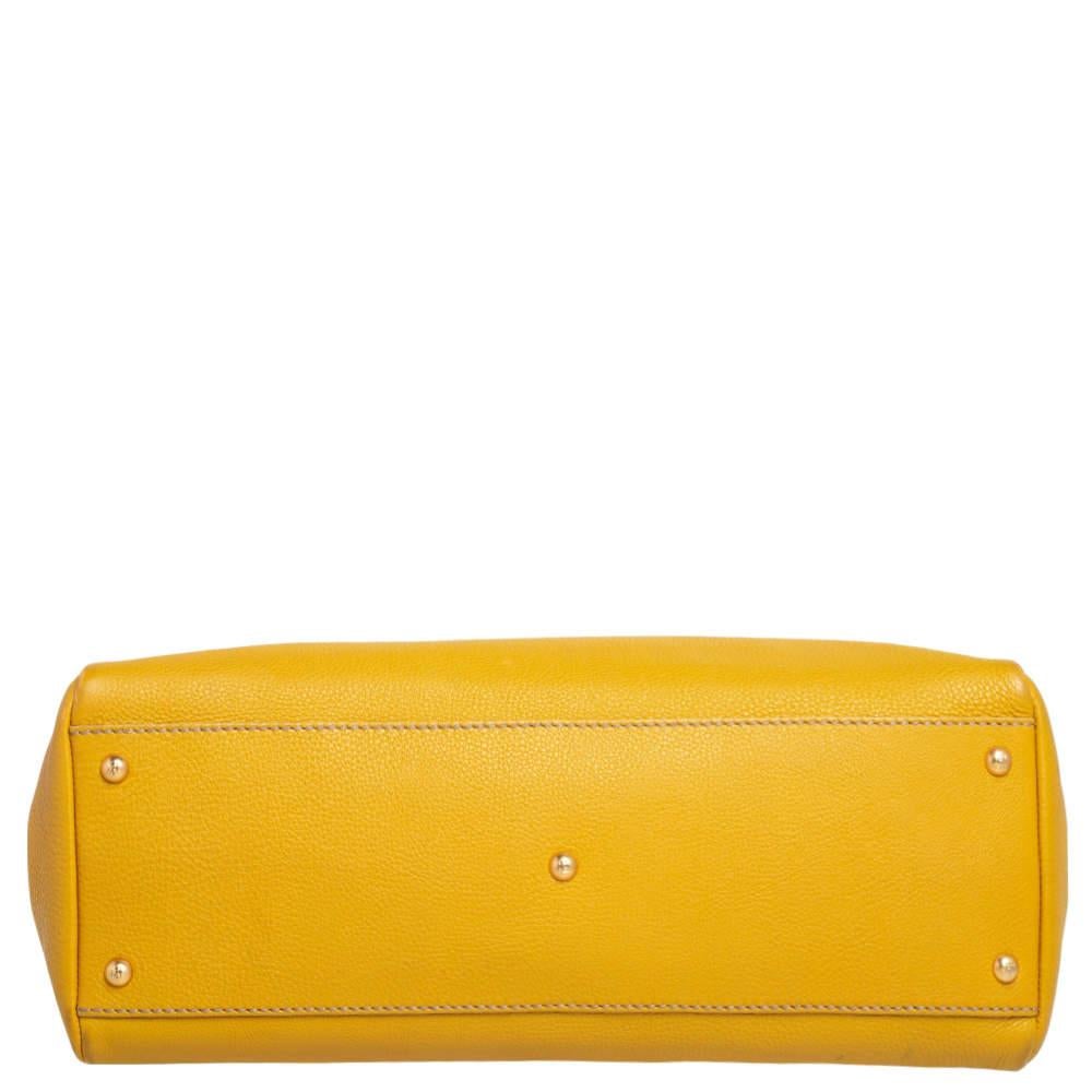 Fendi Yellow Selleria Leather Large Peekaboo Top Handle Bag 1