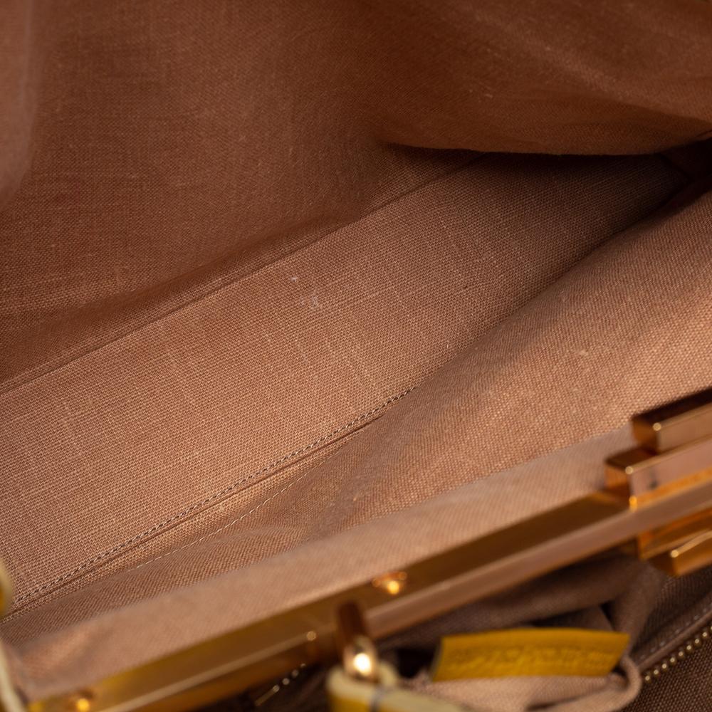 Fendi Yellow Selleria Leather Large Peekaboo Top Handle Bag In Good Condition In Dubai, Al Qouz 2