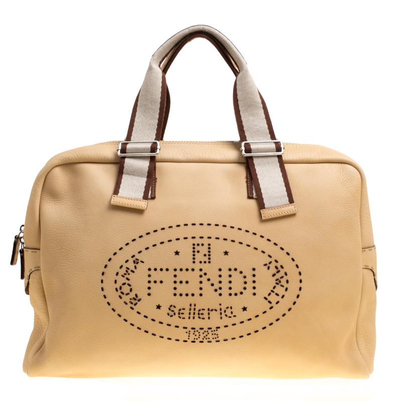 Fendi Yellow Selleria Leather Weekender Bag
